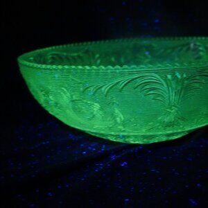 Large Vintage Uranium Glass Glow Bowl